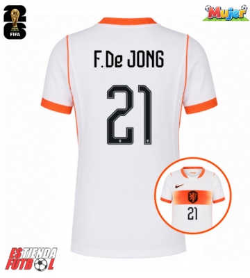 Países Bajos Frenkie de Jong #21 Segunda Equipación Mujer Mundial 2026 Manga Corta